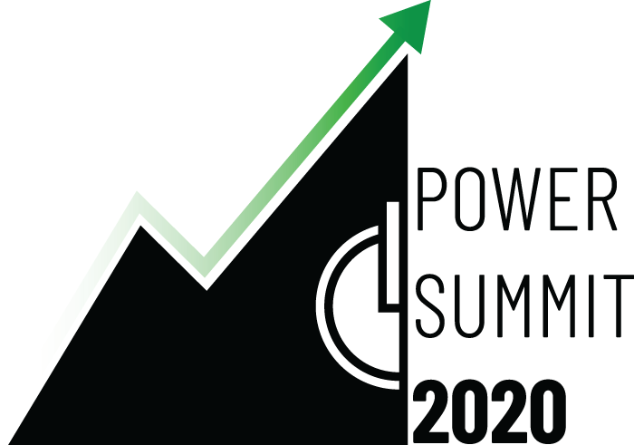 a black and green logo for the Power Summit 2020